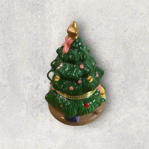 Ceramic Christmas Xmas Tree Trinket Box hinged 5" x 3"